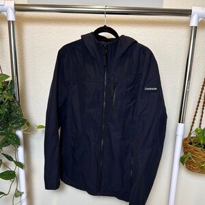 Calvin Klein Blue Windbreaker Jacket with Hood